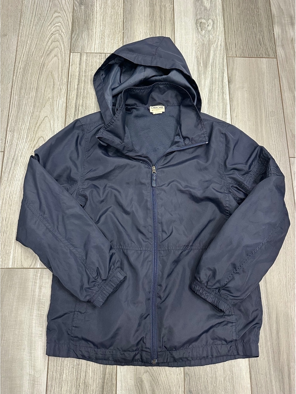 Cherokee Navy Blue Hooded Windbreaker Jacket Size L 12/14